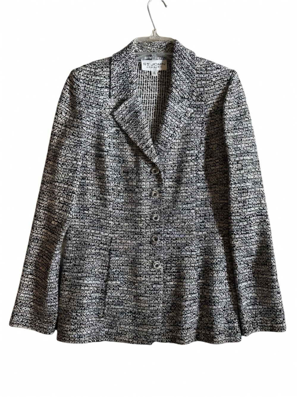 St. John Textured Black and White Knit Blazer